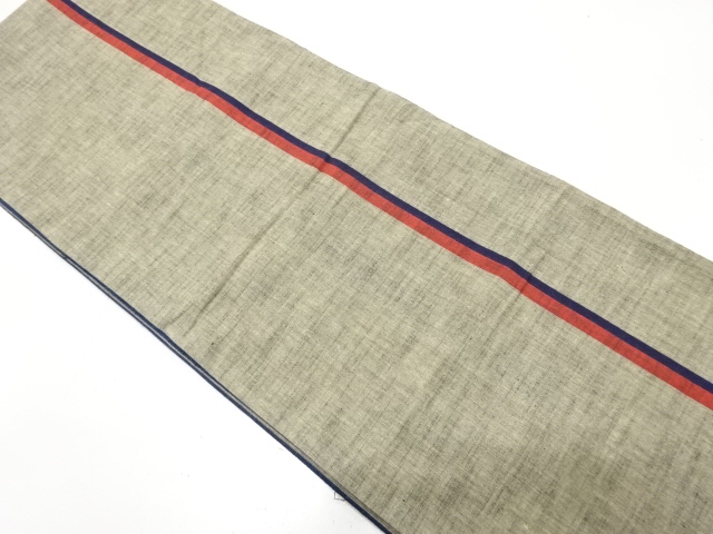JAPANESE KIMONO / ANTIQUE FUKURO OBI / COTTON / TSUMUGI / WOVEN STRIPE